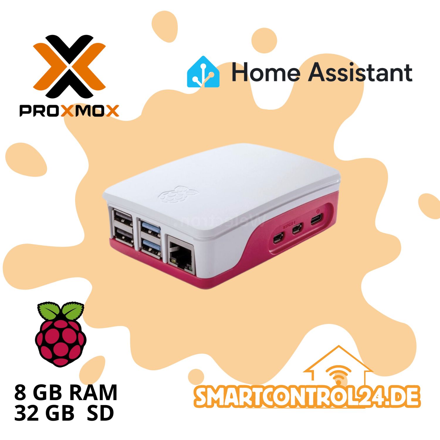 smartcontrol24 Raspberry Pi 5, Cortex-A76, 8GB RAM, 8 GB SSD, WiFi5
