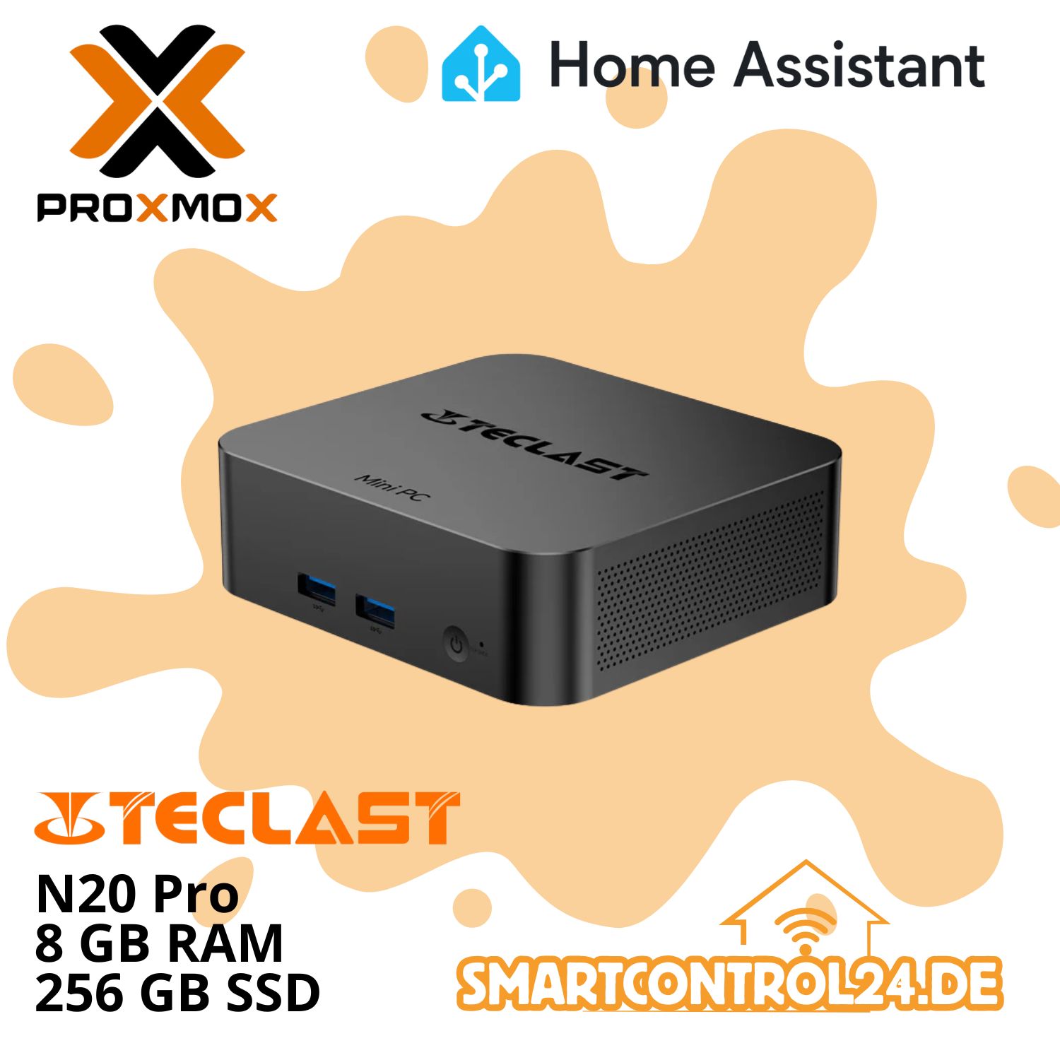 smartcontrol24 Mini PC Server Teclast N20 Pro 8GB RAM, 256GB SSD, Intel N95 